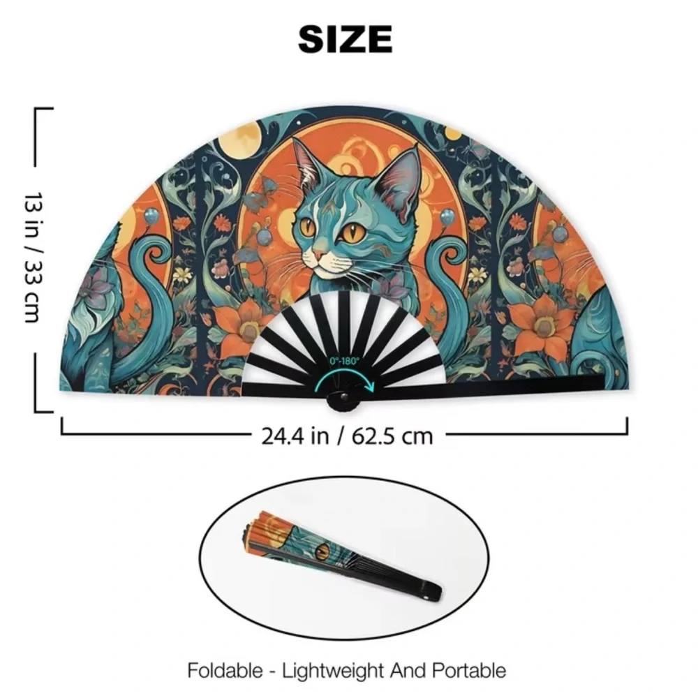 Colorful Cat Art Fan - Picture 2 of 5